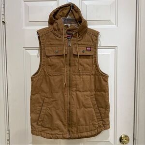Wrangler RIGGS WORKWEAR HOODED INSULATED LINED Canvas Vest Men’s Sz Small